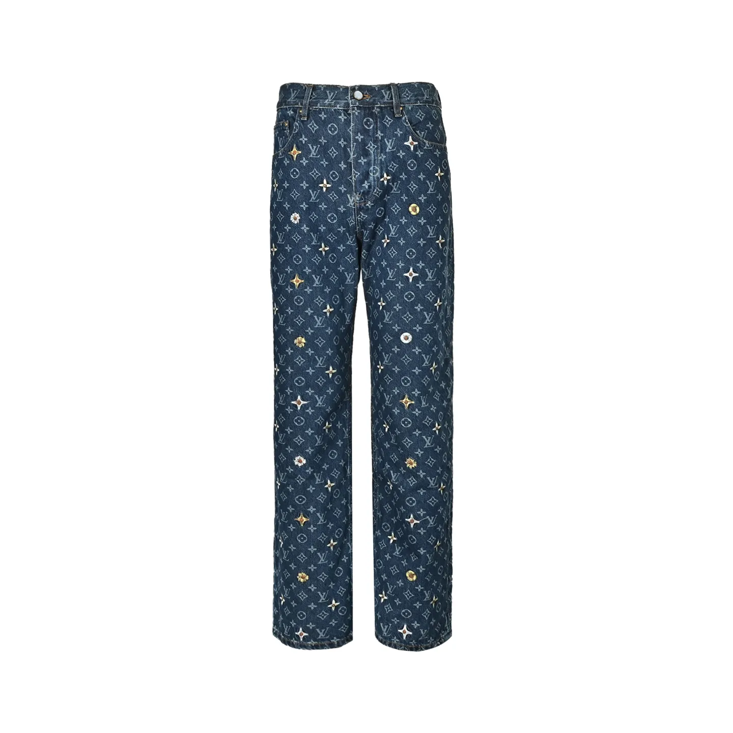 Louis Vuitton/Louis Vuitton all-over logo daisy embroidered jeans